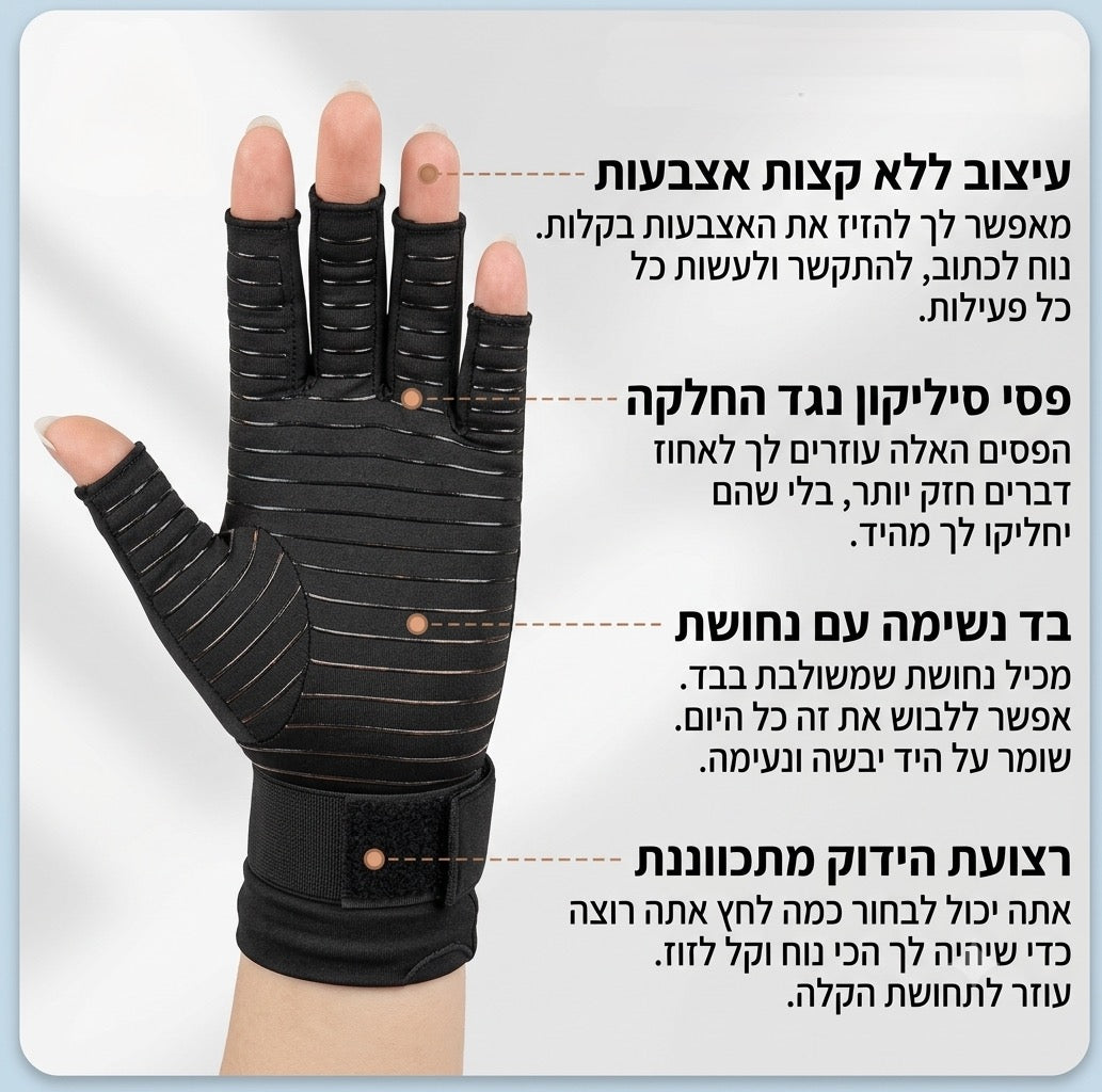 Flowzy Grip™ – כפפות לחץ ותמיכה לכף היד